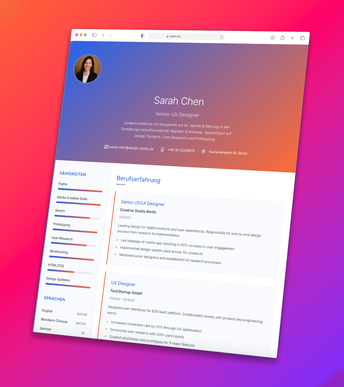 Animated online résumé — modern sharing of your application